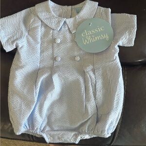 Classic Whimsy Seersucker baby boy bubble